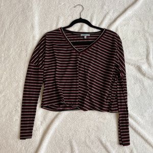 Stripped Cropped Long Sleeve T-Shirt